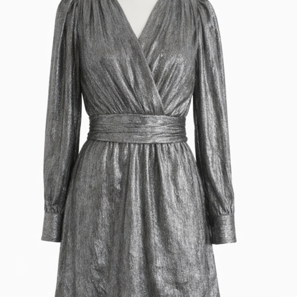 ICHI | Silver Metallic Mini Dress NWT - Picture 2 of 9